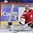 PLYMOUTH, MICHIGAN - April 3: Switzerland's Florence Schelling #41 watches as Germany's Anna-Maria Fiegert #12 (not pictured) shot goes past her into the net during preliminary round action at the 2017 IIHF Ice Hockey Women's World Championship. (Photo by Minas Panagiotakis/HHOF-IIHF Images)